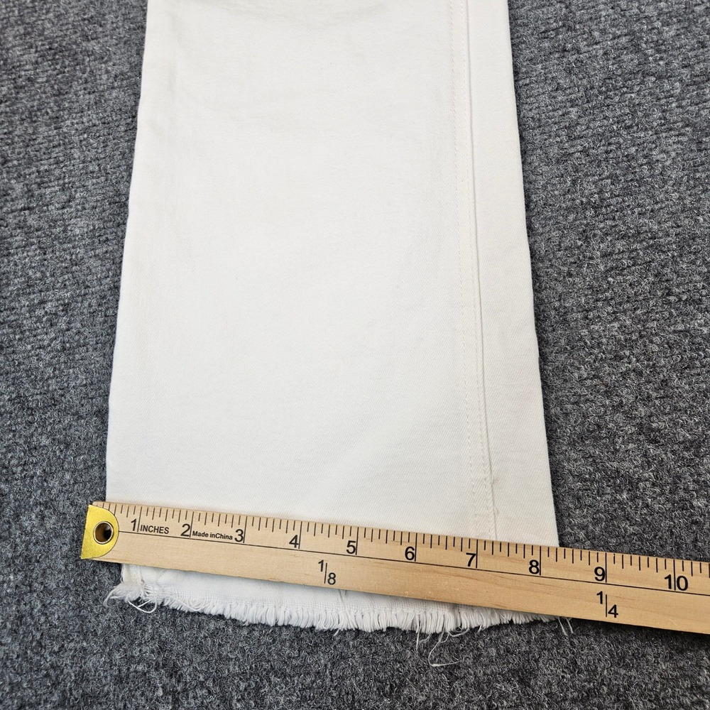 Flying Monkey White Flare Leg Jeans High Rise Raw Hem Distressed Size 29 F5245WH - Picture 9 of 11